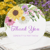 Floral Sunflower  Wildflower Wedding Thank You Bedankjes Labels
