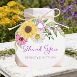 Floral Sunflower Wildflower Wedding Thank You Bedankjes Labels