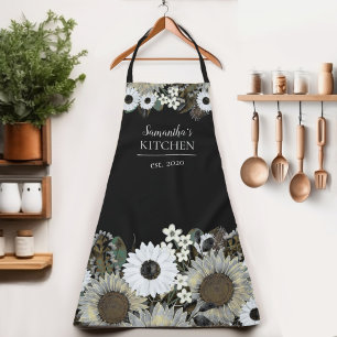 Floral Sunflower Women's Name Apron Schort