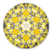 Floral Sunny Yellow Grey White Elegant Keramische Knop (Voorkant)