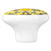 Floral Sunny Yellow Grey White Elegant Keramische Knop (Zijkant)