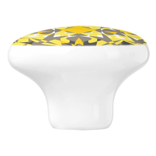 Floral Sunny Yellow Grey White Elegant Keramische Knop (Zijkant)