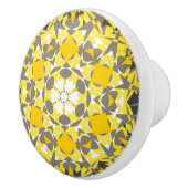 Floral Sunny Yellow Grey White Elegant Keramische Knop (Rechts)