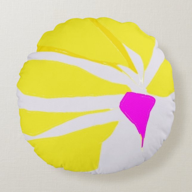 Floral sunrise illustration Round Pillow Rond Kussen (Voorkant)