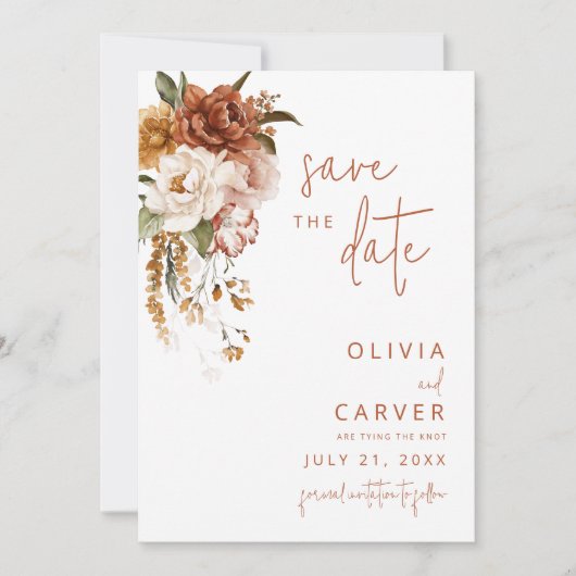 Floral Sunset Bruiloft Save the Date Kaart (Voorkant)