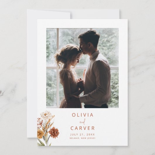 Floral Sunset Bruiloft Save the Date Kaart (Achterkant)