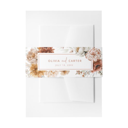 Floral Sunset Bruiloft Uitnodiging Belly Band Uitnodigingen Wikkel (Voorkant Voorbeeld)