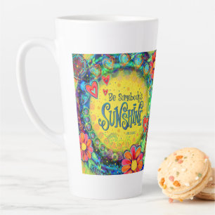 Floral Sunshine Yellow Inspirivity Latte Mok