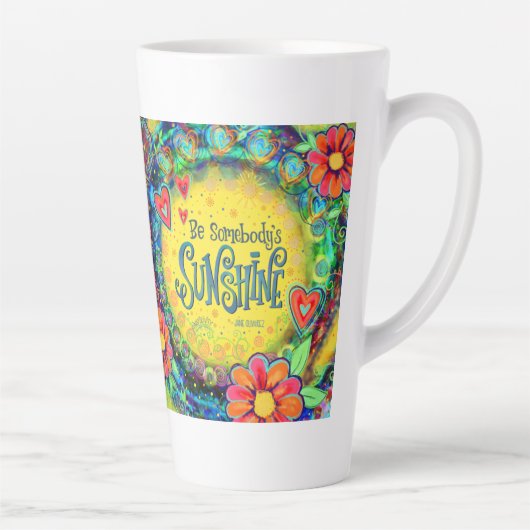  Floral Sunshine Yellow Inspirivity Latte Mok (Rechts)