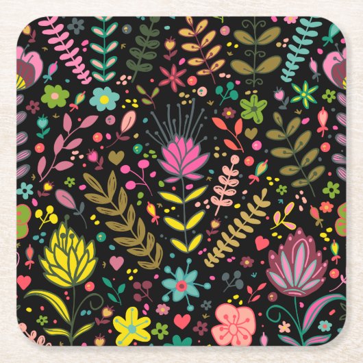 Floral Surface Patroon - Stijlvol bloembehangpapie Kartonnen Onderzetters (Voorkant)