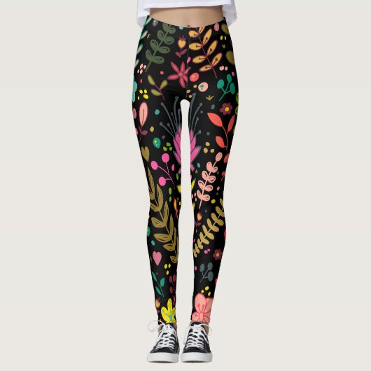 Floral Surface Patroon - Stijlvol bloembehangpapie Leggings (Voorkant)