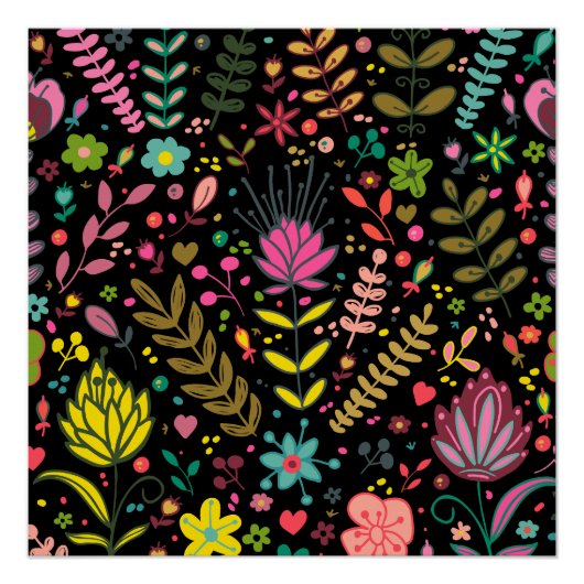 Floral Surface Patroon - Stijlvol bloembehangpapie Perfect Poster (Voorkant)