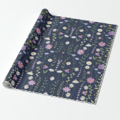 Floral Surface Pattern-Mode Spring Flowers Cadeaupapier (Uitgerold)