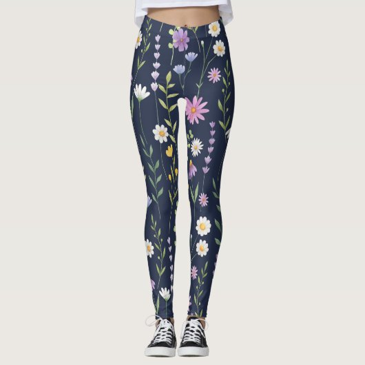 Floral Surface Pattern-Mode Spring Flowers Leggings (Voorkant)