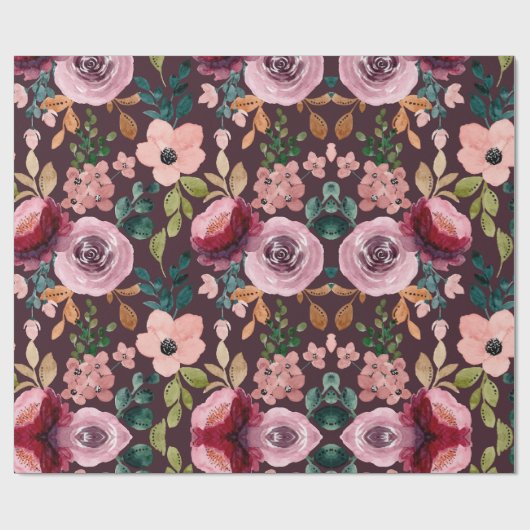 Floral Surface Pattern-Mode Waterverf Kleurrijk Cadeaupapier (Vlak)