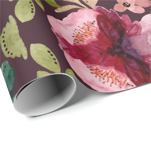 Floral Surface Pattern-Mode Waterverf Kleurrijk Cadeaupapier (Rol Hoek)