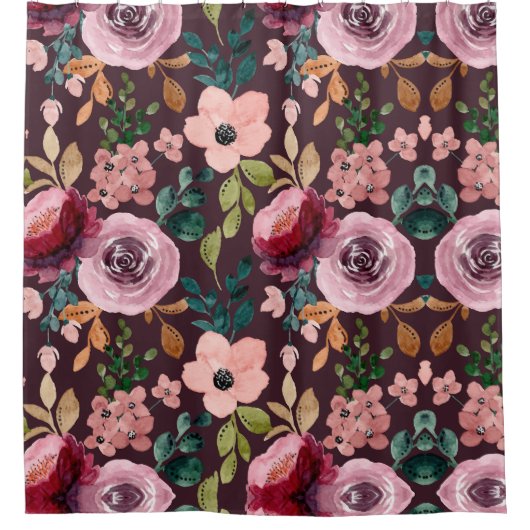 Floral Surface Pattern-Mode Waterverf Kleurrijk Douchegordijn (Voorkant)