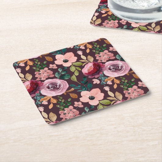 Floral Surface Pattern-Mode Waterverf Kleurrijk Kartonnen Onderzetters (Schuin)