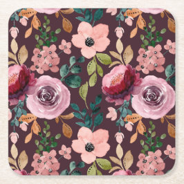 Floral Surface Pattern-Mode Waterverf Kleurrijk Kartonnen Onderzetters