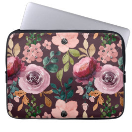 Floral Surface Pattern-Mode Waterverf Kleurrijk Laptop Sleeve