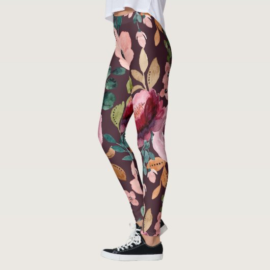 Floral Surface Pattern-Mode Waterverf Kleurrijk Leggings (Links)
