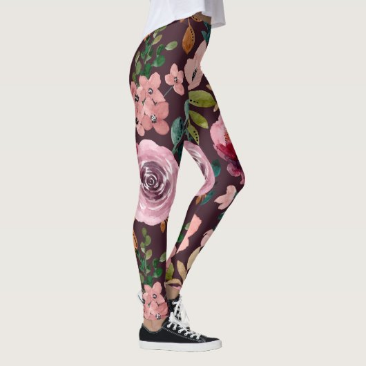 Floral Surface Pattern-Mode Waterverf Kleurrijk Leggings (Rechts)