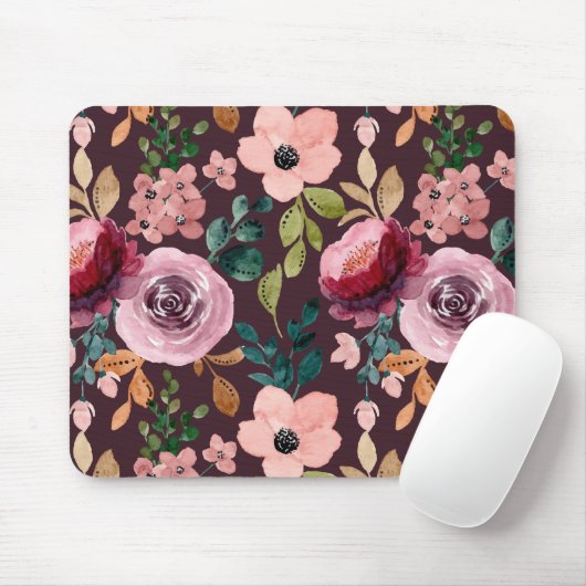 Floral Surface Pattern-Mode Waterverf Kleurrijk Muismat (Met muis)