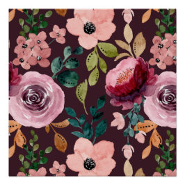 Floral Surface Pattern-Mode Waterverf Kleurrijk Perfect Poster