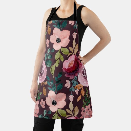 Floral Surface Pattern-Mode Waterverf Kleurrijk Schort (Insitu)