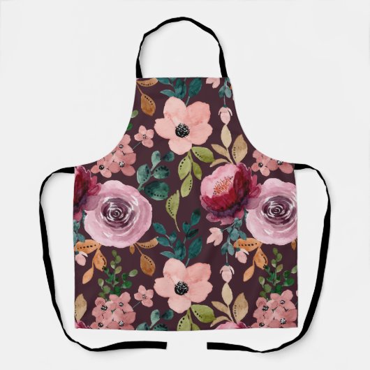 Floral Surface Pattern-Mode Waterverf Kleurrijk Schort (Voorkant)