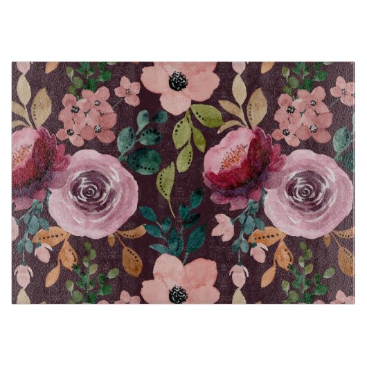 Floral Surface Pattern-Mode Waterverf Kleurrijk Snijplank (Voorkant)