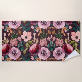 Floral Surface Pattern-Mode Waterverf Kleurrijk Strandlaken (Voorkant)