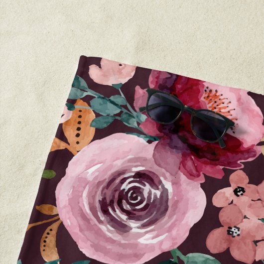 Floral Surface Pattern-Mode Waterverf Kleurrijk Strandlaken (In situ)