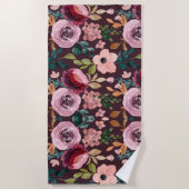 Floral Surface Pattern-Mode Waterverf Kleurrijk Strandlaken (Voorkant)