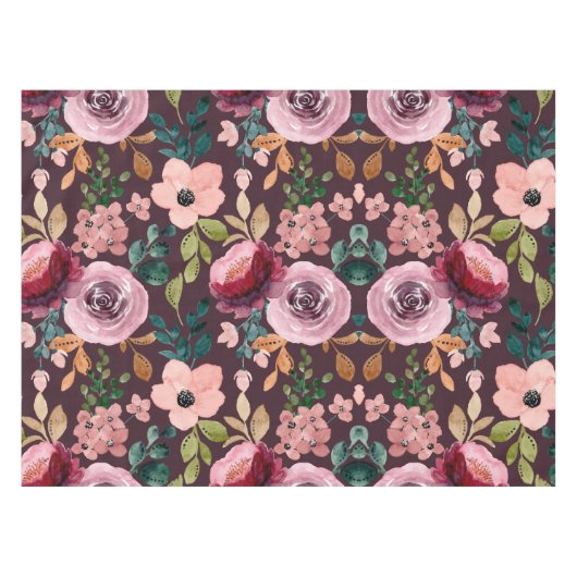 Floral Surface Pattern-Mode Waterverf Kleurrijk Tafelkleed (Voorkant (Horizontaal))