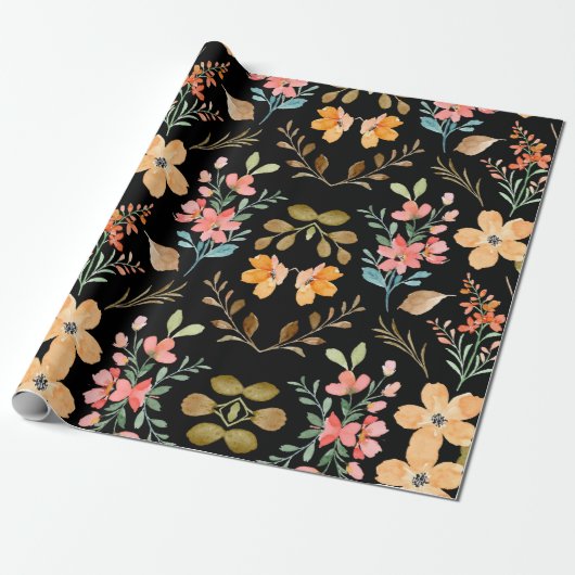 Floral Surface Pattern - Mode Waterverf Spring Cadeaupapier (Uitgerold)