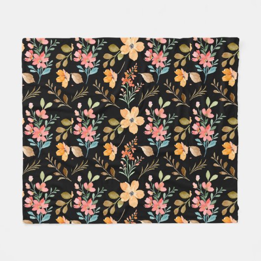 Floral Surface Pattern - Mode Waterverf Spring Fleece Deken (Voorkant (Horizontaal))