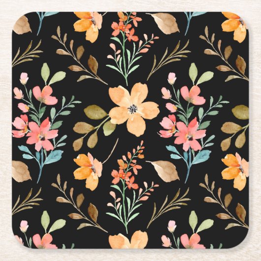 Floral Surface Pattern - Mode Waterverf Spring Kartonnen Onderzetters (Voorkant)