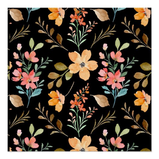 Floral Surface Pattern - Mode Waterverf Spring Perfect Poster (Voorkant)