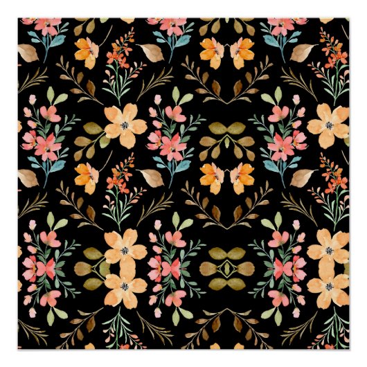 Floral Surface Pattern - Mode Waterverf Spring Perfect Poster (Voorkant)