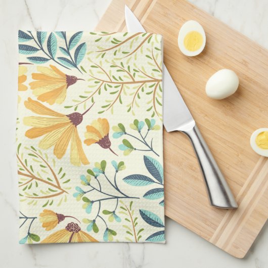 Floral Surface Pattern - Stijlvol Abstract Wallpap Theedoek (Quarter Fold)