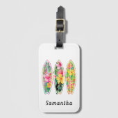 Floral Surfboard Monogram Bagagelabel (Voorkant (verticaal))