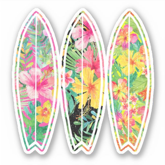 Floral Surfboard Vinyl Sticker (Voorkant)