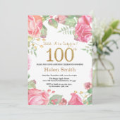 Floral Surprise 100ste verjaardag Gouden Glitter Kaart (Staand voorkant)