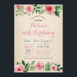 Floral Surprise 16th Birthday Invitation roze Kaart<br><div class="desc">Floral Surprise 16th Birthday Invitation roze Waterverf Flower. Kinderen van afgelopen dag. Girl Lady Teen Teenage Bday Bash nodigt uit. Roze bloem. Vintage. 13e 15e 16e 18e 21e 30e 40e 50e 60e 70e 90e 100e, Alle leeftijden. Voor verdere aanpassing, te klikken gelieve de knoop "van de Aanpassing het"en ons ontwerphulpmiddel...</div>