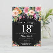 Floral Surprise 18e verjaardag uitnodiging (Staand voorkant)
