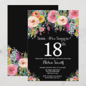 Floral Surprise 18e verjaardag uitnodiging (Voorkant / Achterkant)