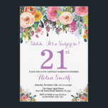 Floral Surprise 21st Birthday Invitation Paars Kaart<br><div class="desc">Floral Surprise 21st Birthday Invitation for Women. Waterverf bloem. Roze, geel, Oranje, Paars ventilator. Volwassen verjaardag. 30e 40e 50e 60e 70e 90e 100e 13e 15e 16e 18e 20e 21e elke leeftijd. Voor verdere aanpassing, te klikken gelieve de knoop "van de Aanpassing het"en ons ontwerphulpmiddel te gebruiken om deze sjabloon te...</div>
