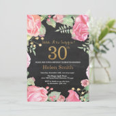 Floral Surprise 30th Birthday Gold Glitter Kaart (Staand voorkant)