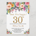 Floral Surprise 30th Birthday Invitation Gold Kaart<br><div class="desc">Floral Surprise 30th Birthday Invitation for Women. Waterverf Floral Flower. Gold Glitter. Roze,  geel,  Oranje,  Paars ventilator. Volwassen verjaardag. Voor verdere aanpassing,  te klikken gelieve de knoop "van de Aanpassing het"en ons ontwerphulpmiddel te gebruiken om deze sjabloon te wijzigen.</div>